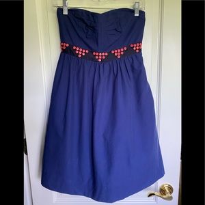 Anthropologie Floreat Blue Strapless Dress 0